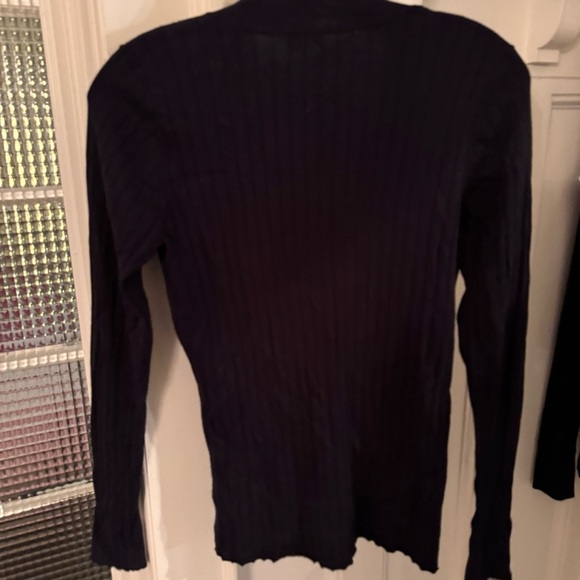 Joie Women's Navy Blue Long Sleeve Ribbed V-Neck Sweater Size Medium - Picture 3 of 9